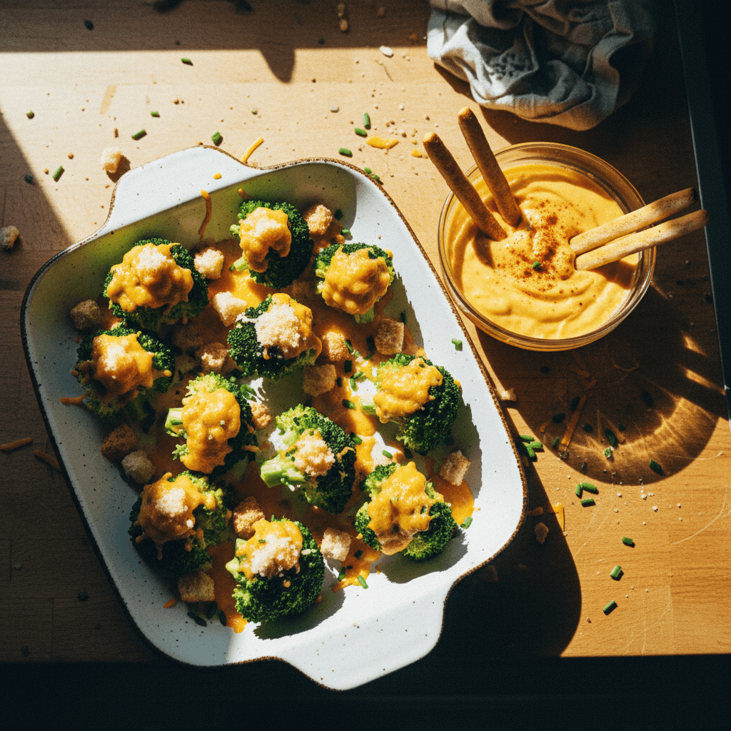 Broccoli Tree Toppers with Cheesy Dip