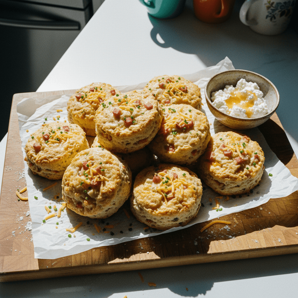 Ham Cheddar + Chive Protein Biscuits