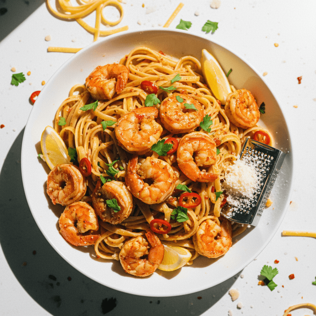 Spicy Garlic Shrimp Scampi Pasta