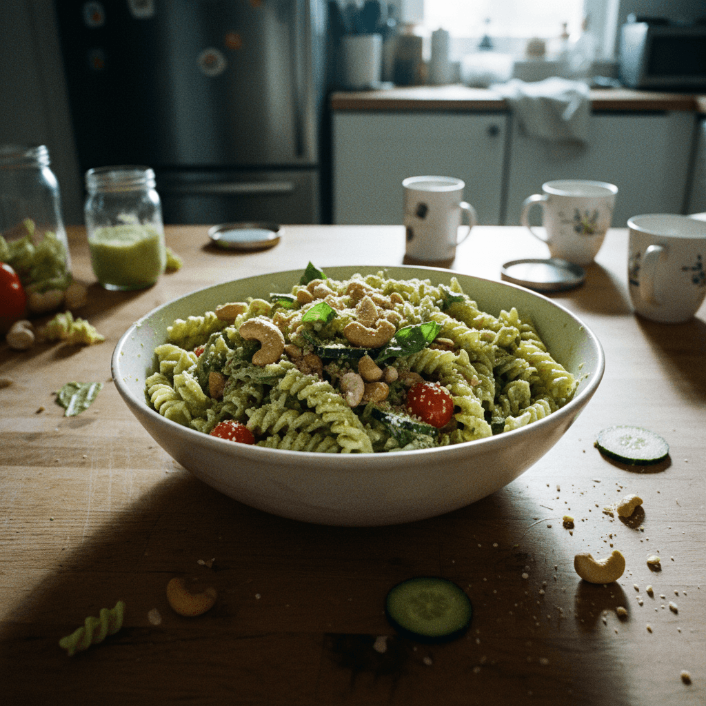 Creamy Cashew Pesto Pasta Salad