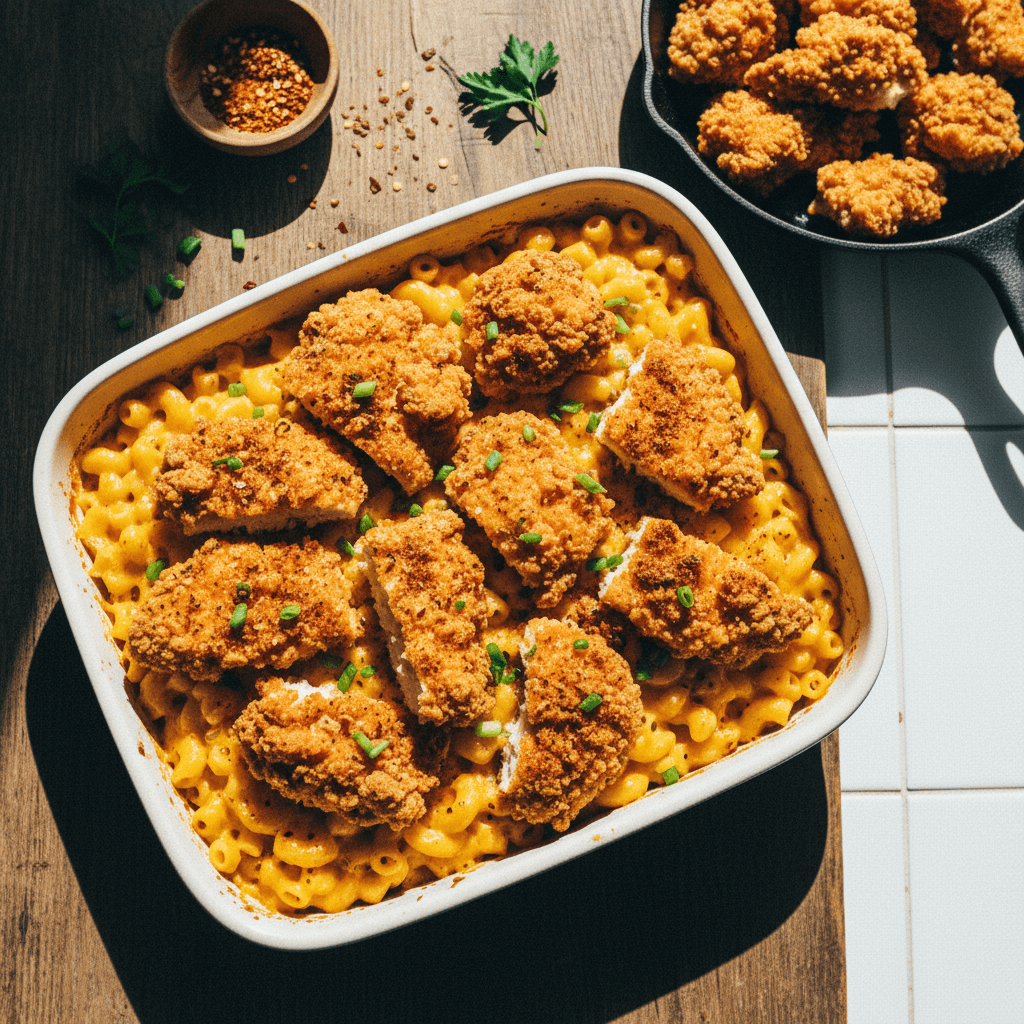Crispy Chicken Cajun Mac and Cheese