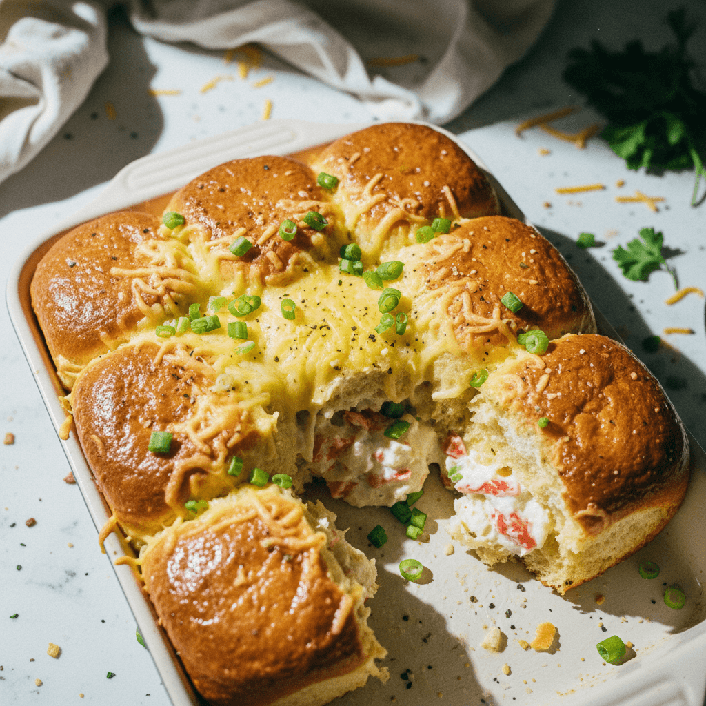 Baked Crab & Cream Cheese Hawaiian Roll Sliders