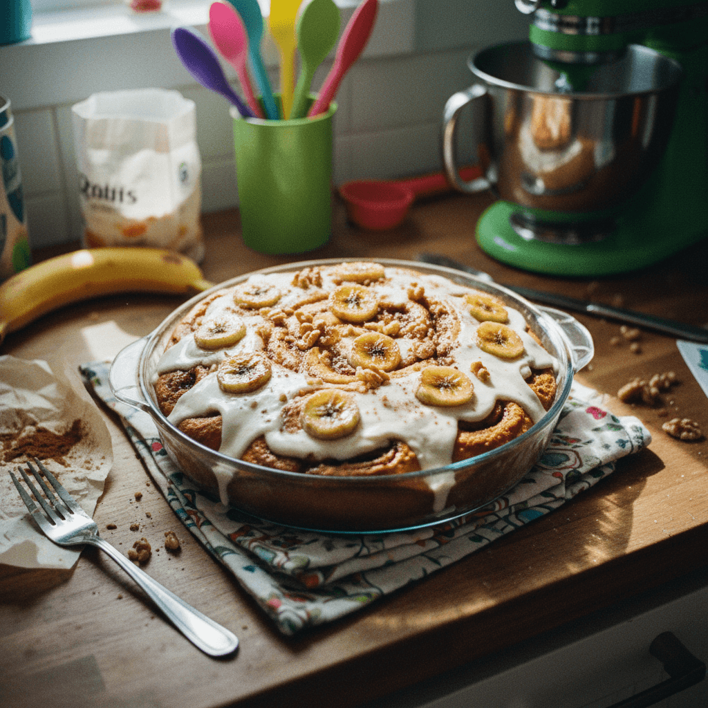 Banana Cinnamon Roll Cake