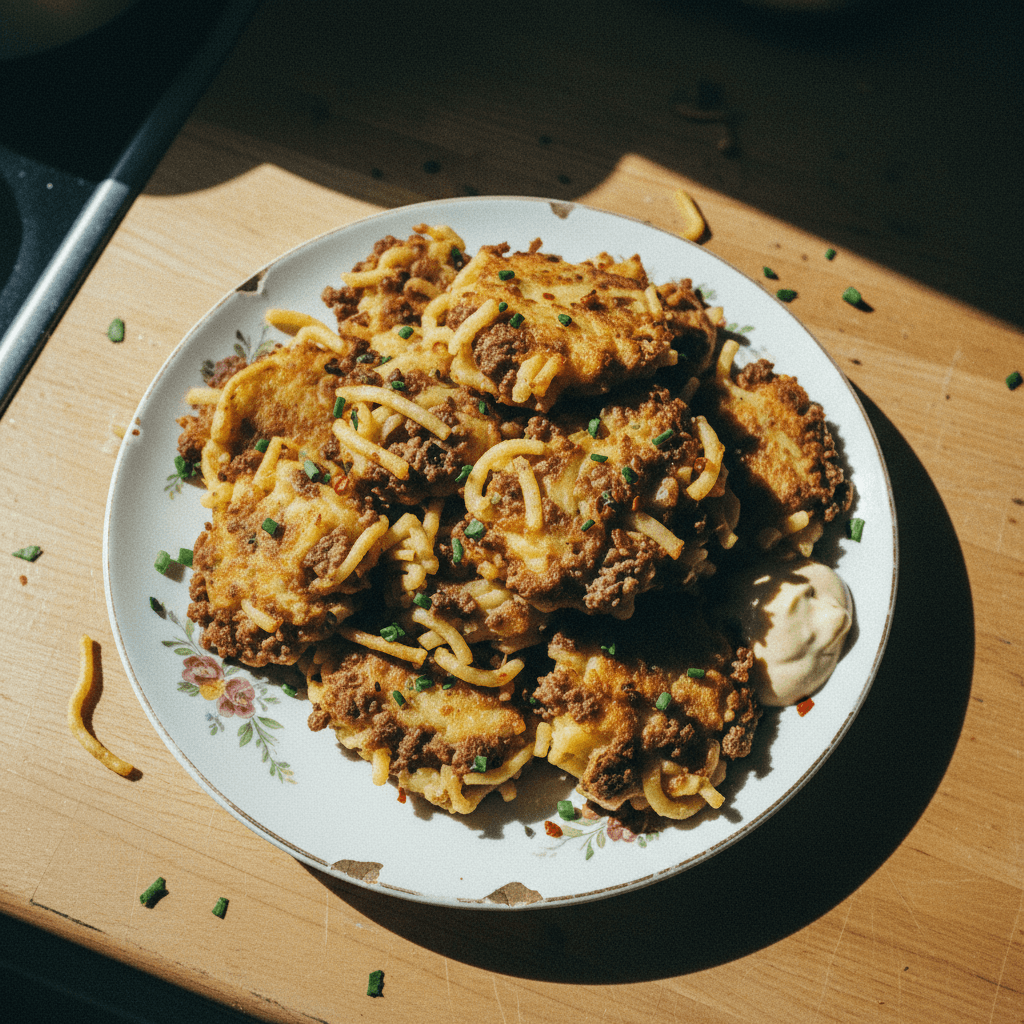 Savory Beef and Potato Noodle Fritters