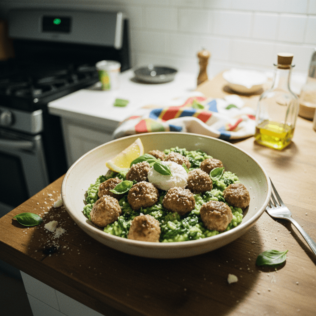 Meatball and Spinach Risotto