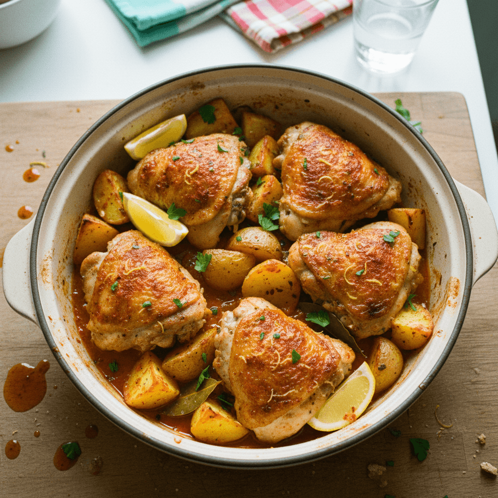 One Pot Lemon & Paprika Chicken Thighs with Potatoes