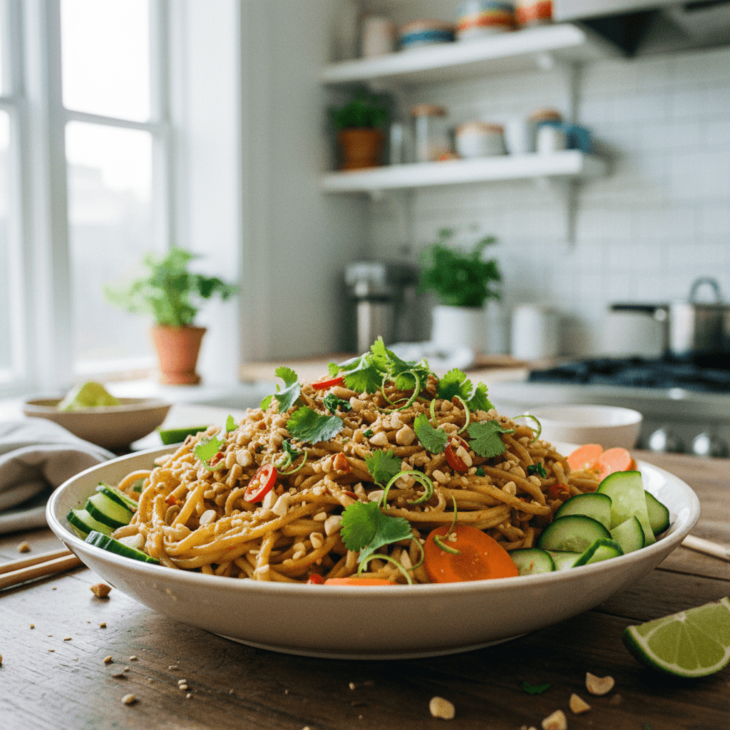 Peanut Butter Noodles with Quick Pickles