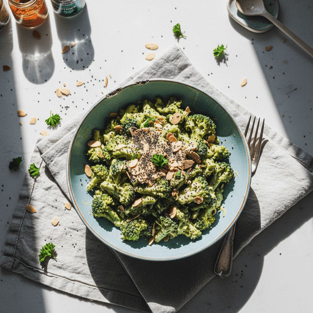 Broccoli Almond Salad with Chia Seeds