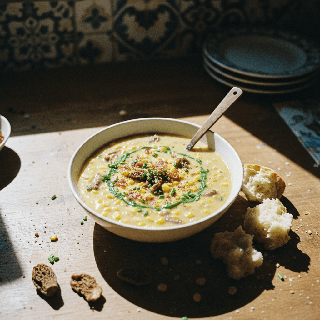 Creamy Morel Corn Chowder