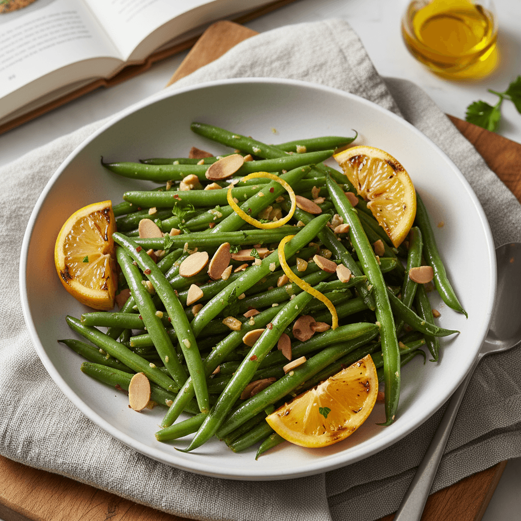 Lemon Garlic Green Beans with Almonds