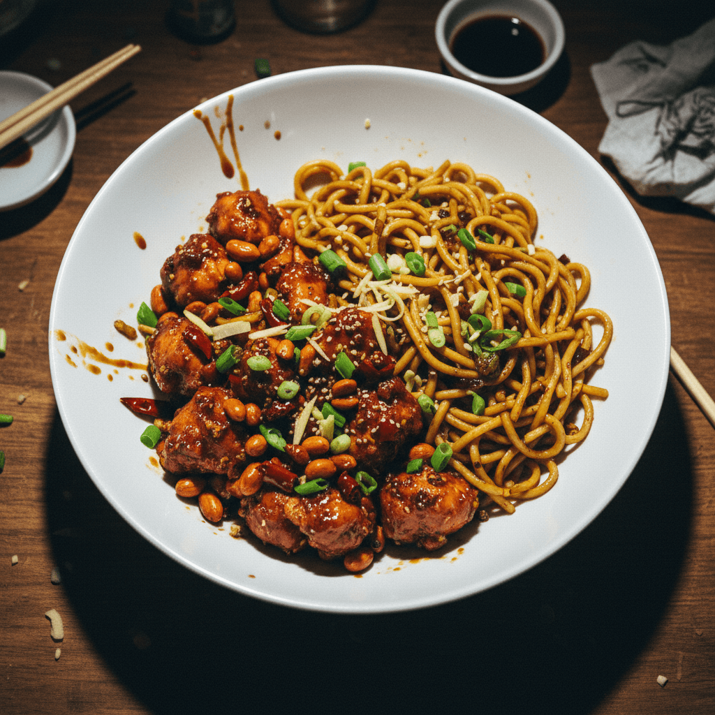 Kung Pao Chicken with Soy Noodles