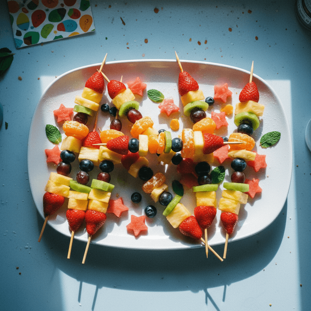 Rainbow Fruit Skewers with Hidden Veggie Bites