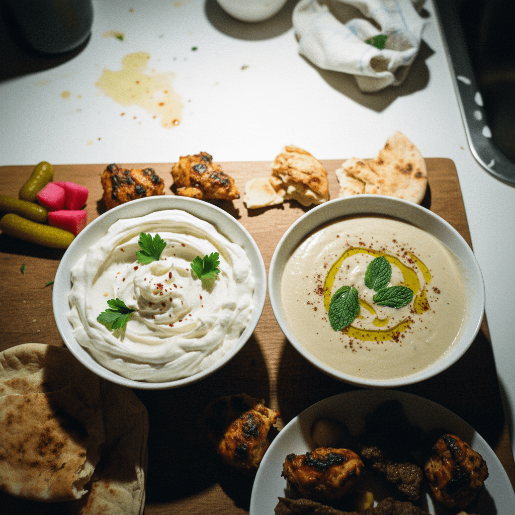 Toum (Lebanese Garlic Sauce) & Taratour (Tahini Sauce)