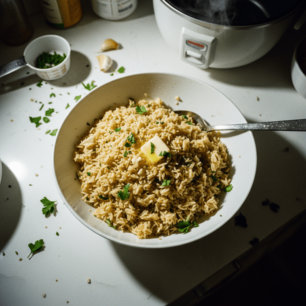 Garlic Butter Herb Rice (Rice Cooker)