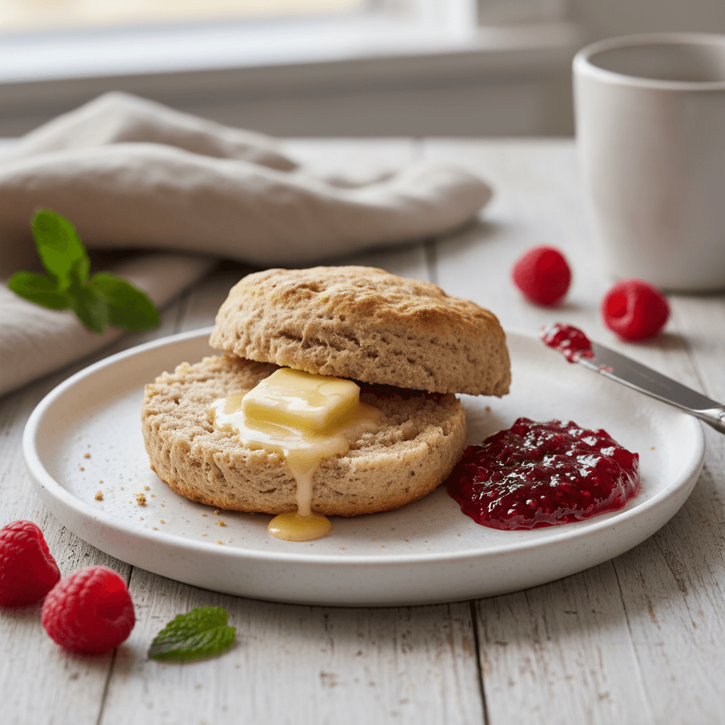 Irish Soda Bread Scone with Butter and Jam