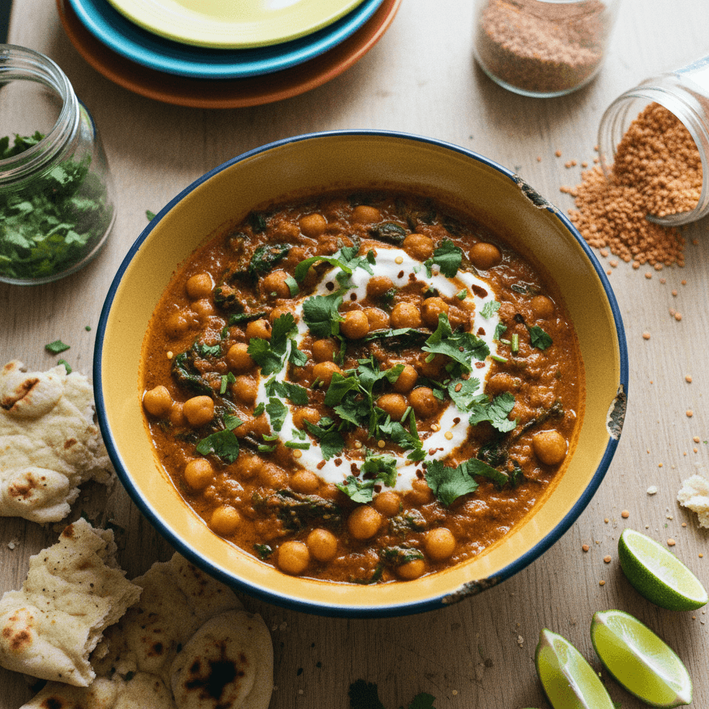Spicy Chickpea and Spinach Curry