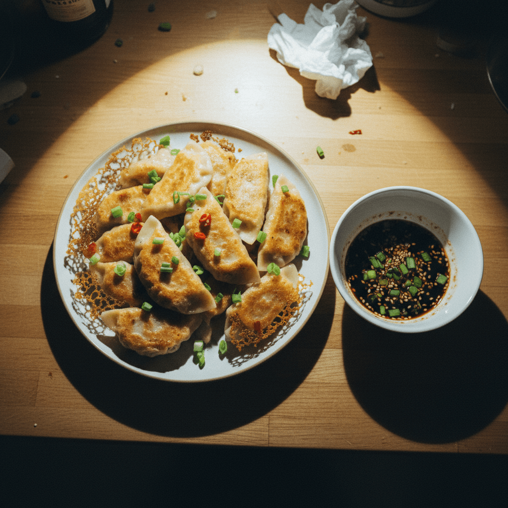 Pork Wonton Potstickers with Dipping Sauce