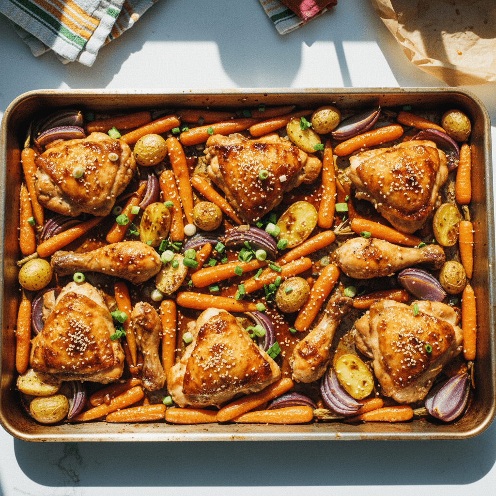 Honey Soy Traybake Chicken & Roasted Veggies