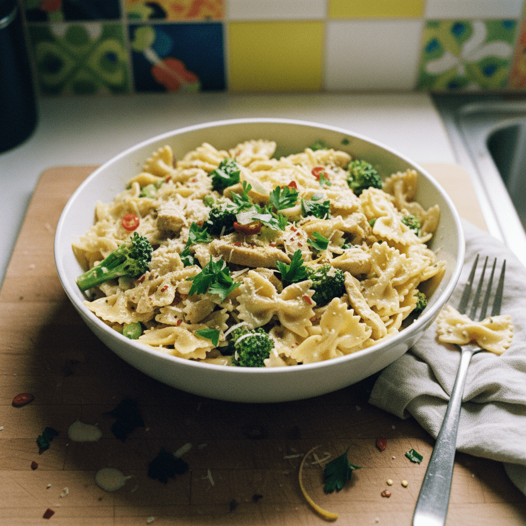 Lemon Garlic Bowtie Chicken with Broccoli
