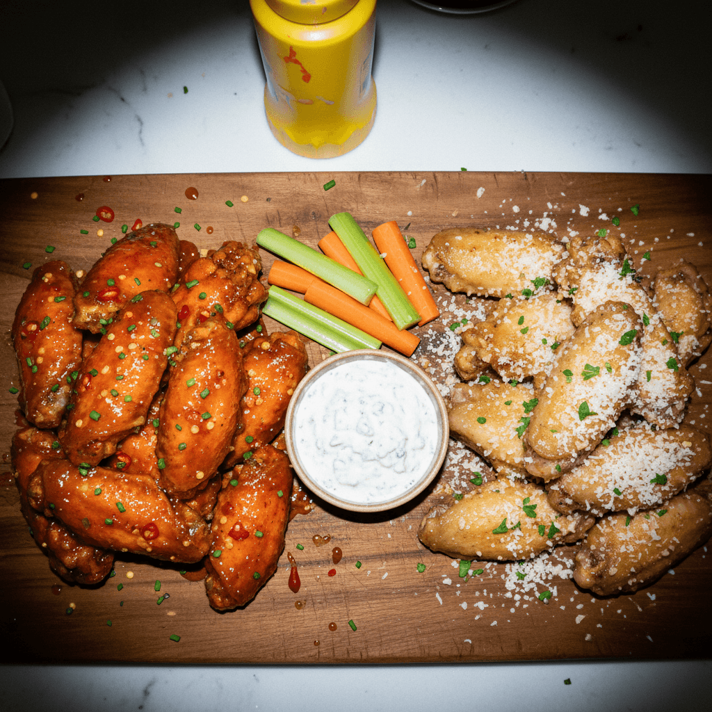 Hot Honey and Garlic Parmesan Wings
