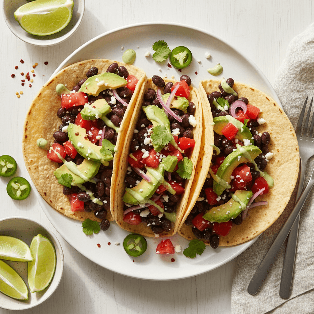 Spicy Avocado and Black Bean Tacos