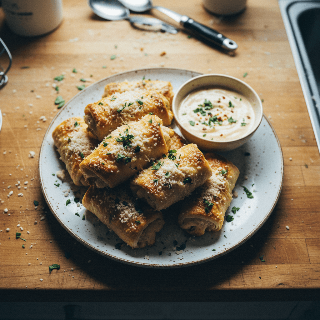 Crispy Garlic Parmesan Chicken Rolls