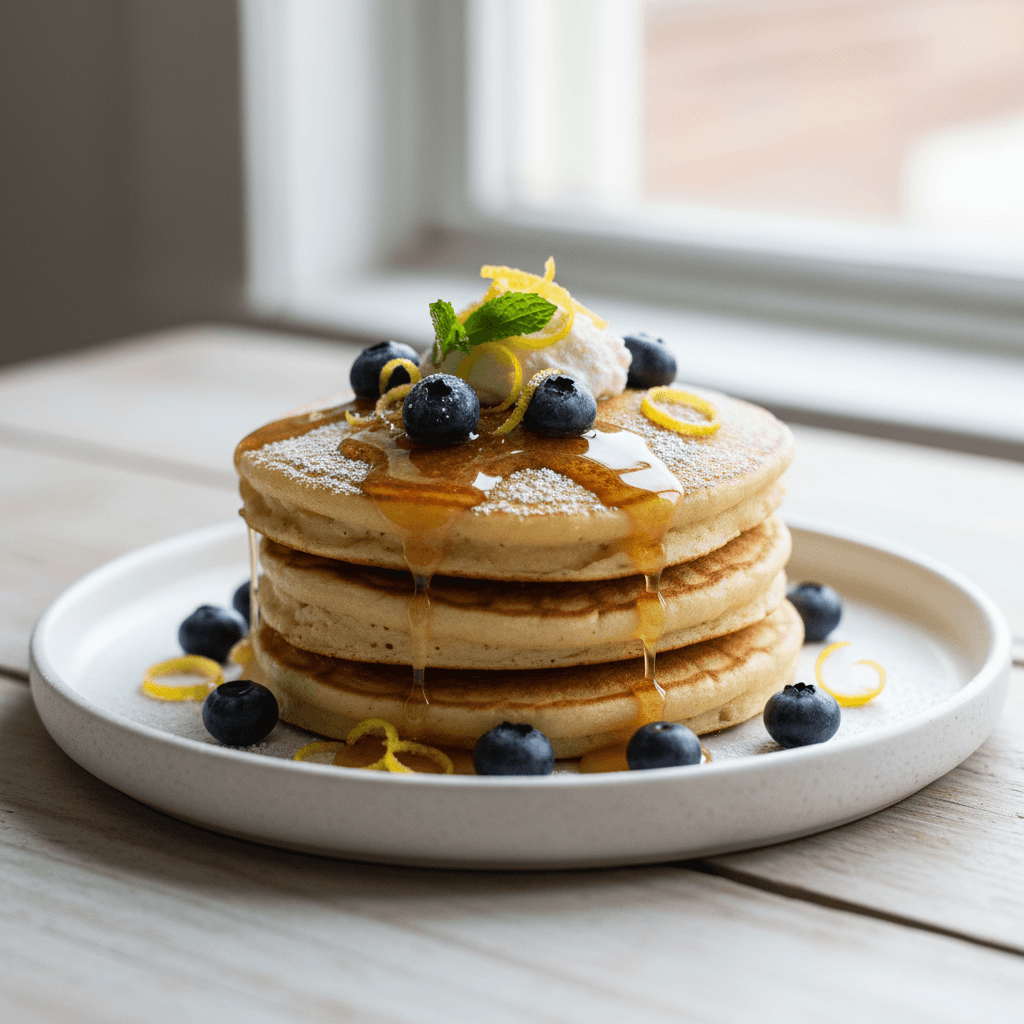 Ricotta Blueberry Lemon Zest Pancakes