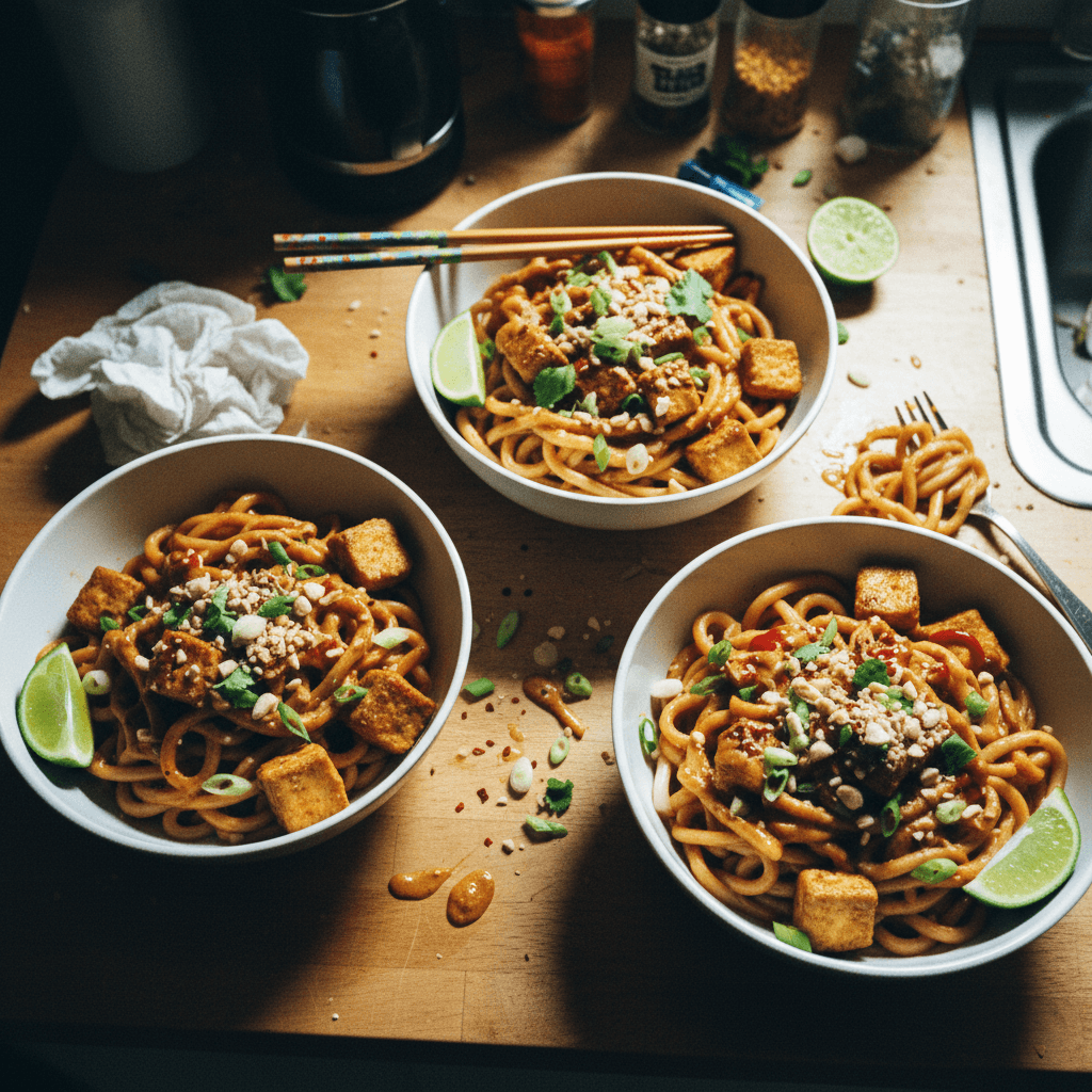 Peanut Sauce Tofu Noodle Bowls