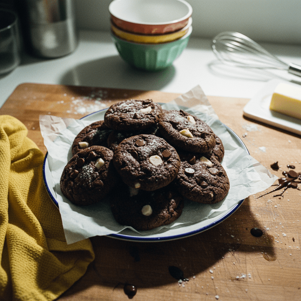 Chewy Triple Chocolate Cookies