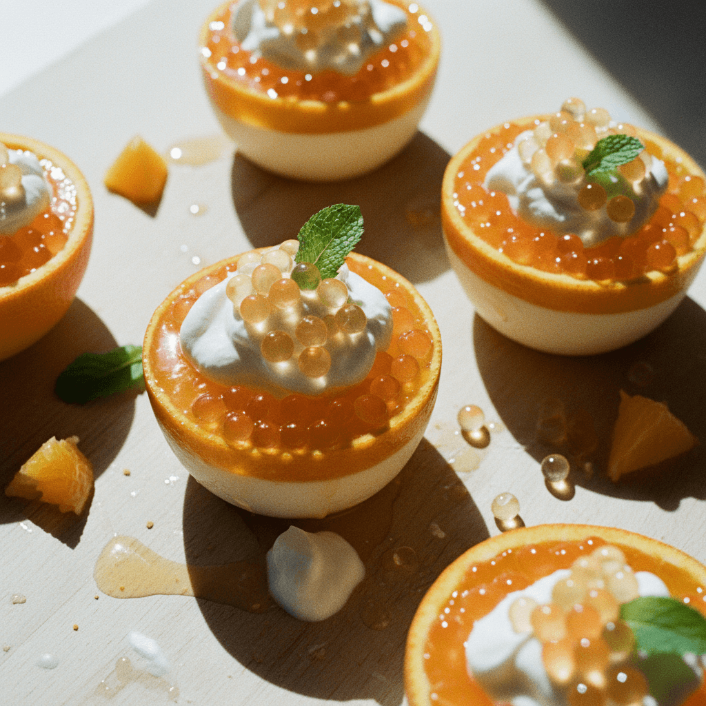 Orange Cream & Jelly Dessert Cups with Popping Pearls