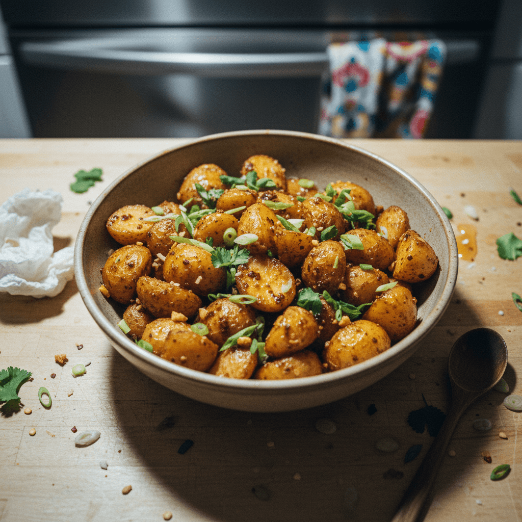 Spicy Garlic Roasted Potatoes