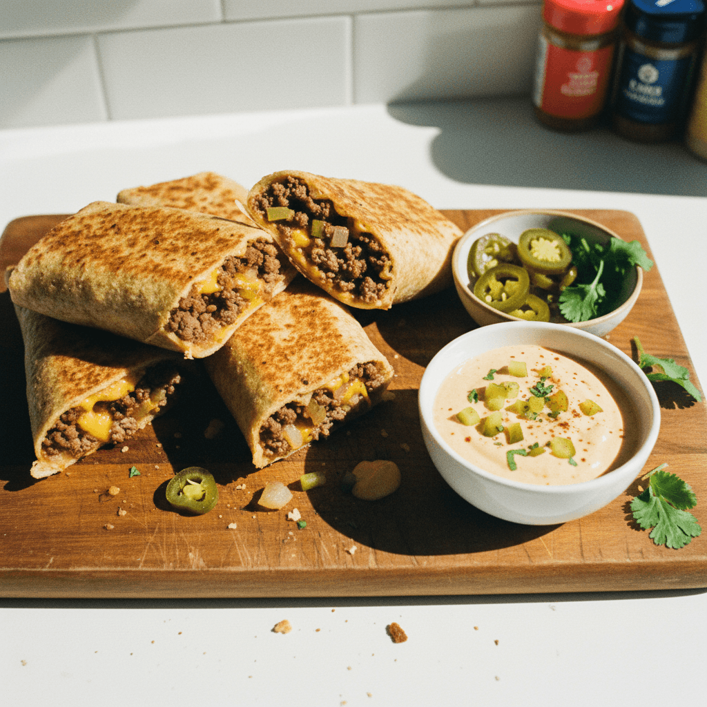 Crispy Cheeseburger Wraps