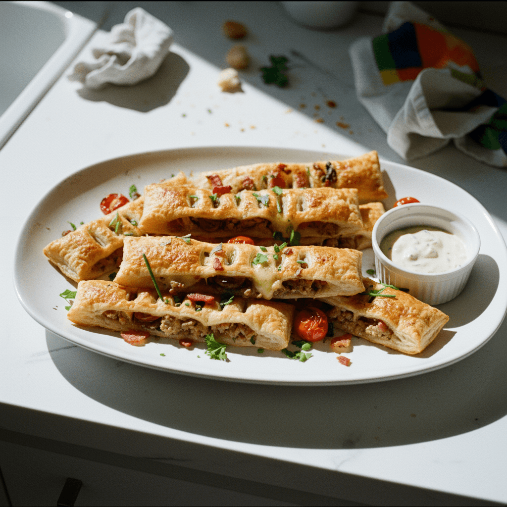 Pork and Mushroom Puff Pastry Strips