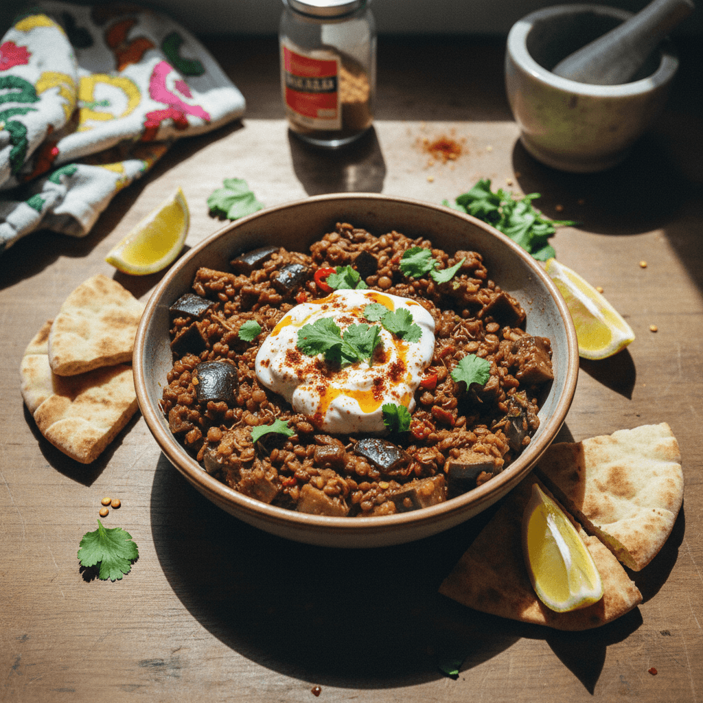 Spicy Eggplant and Lentil Stew
