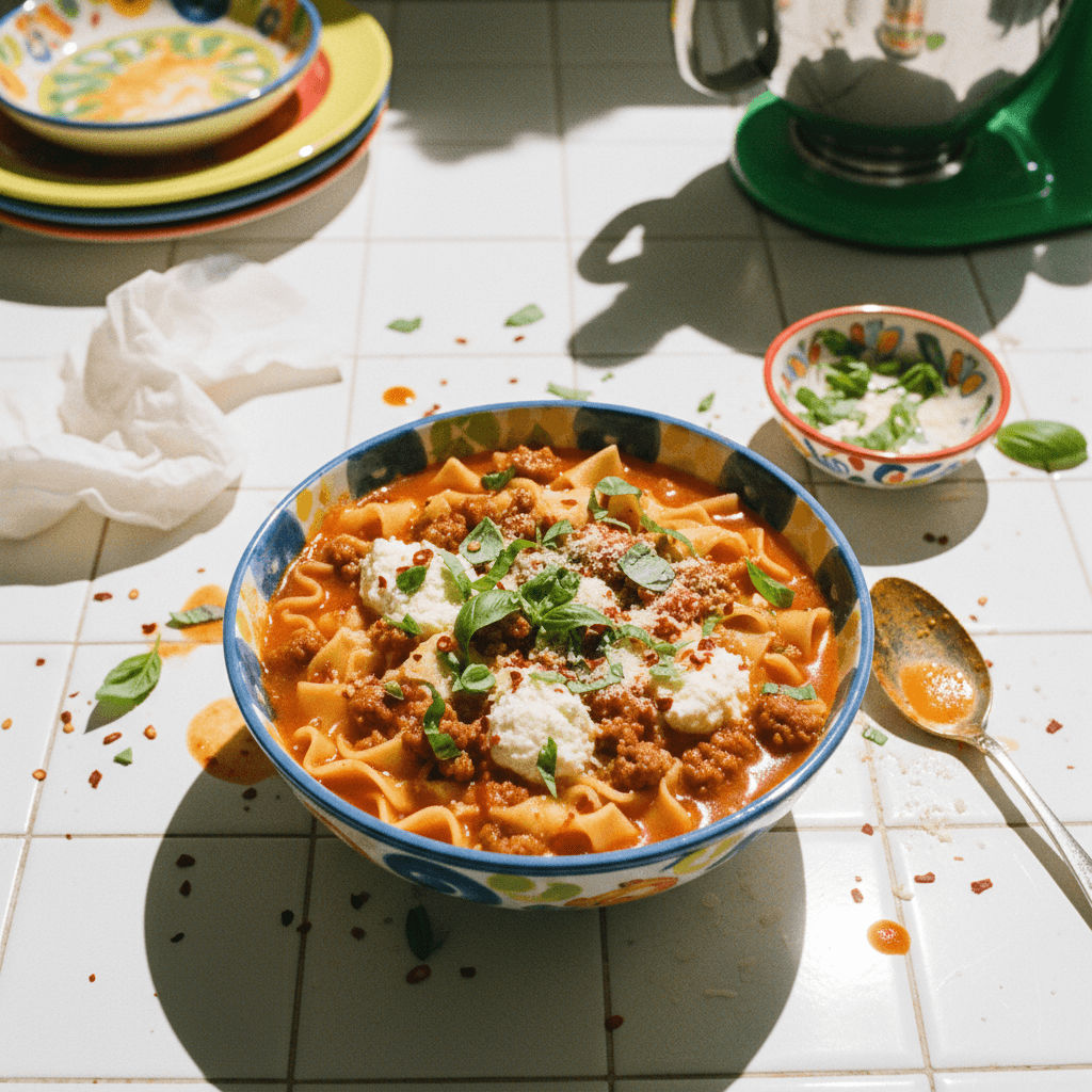 Viral Lasagna Soup with Ricotta Balls