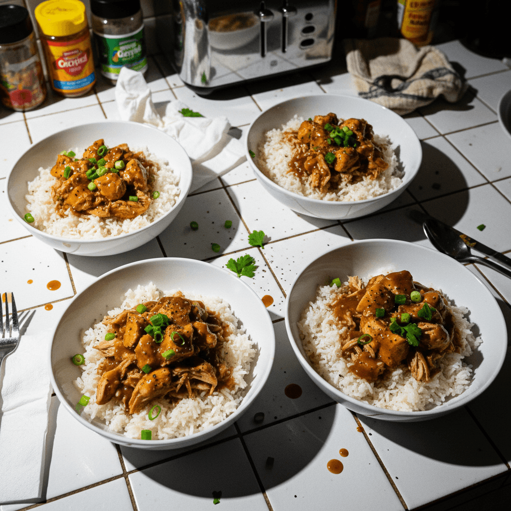 Quick Chicken and Gravy Rice Bowls