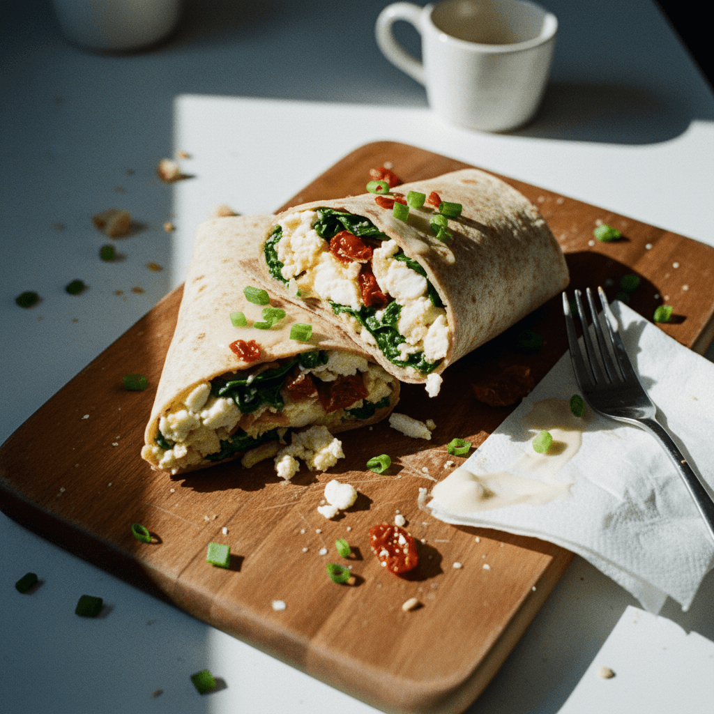 Homemade Spinach and Sun-Dried Tomato Egg White Wrap (Starbucks-Inspired)