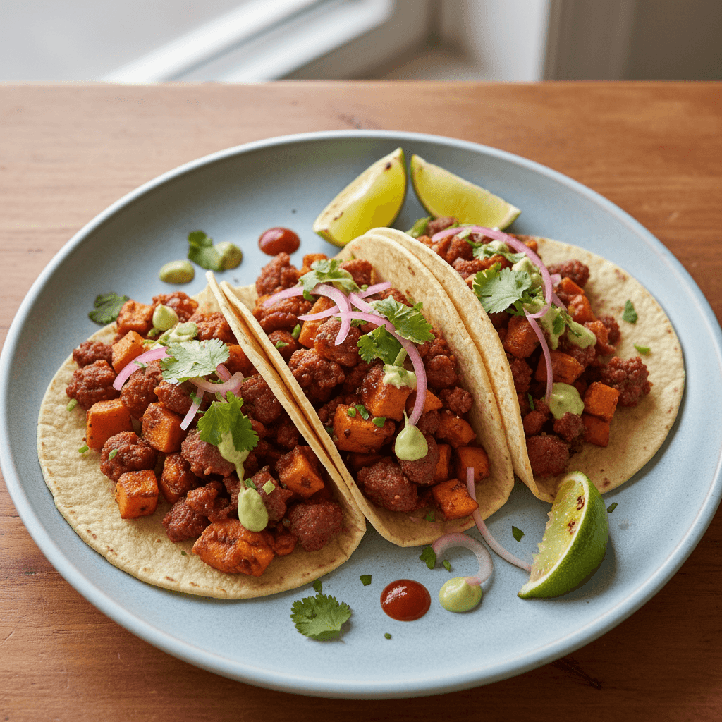 Spicy Chorizo Sweet Potato Tacos