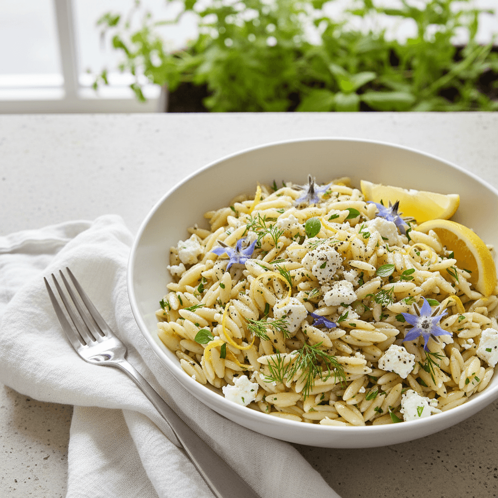 Lemon Herb Orzo with Feta
