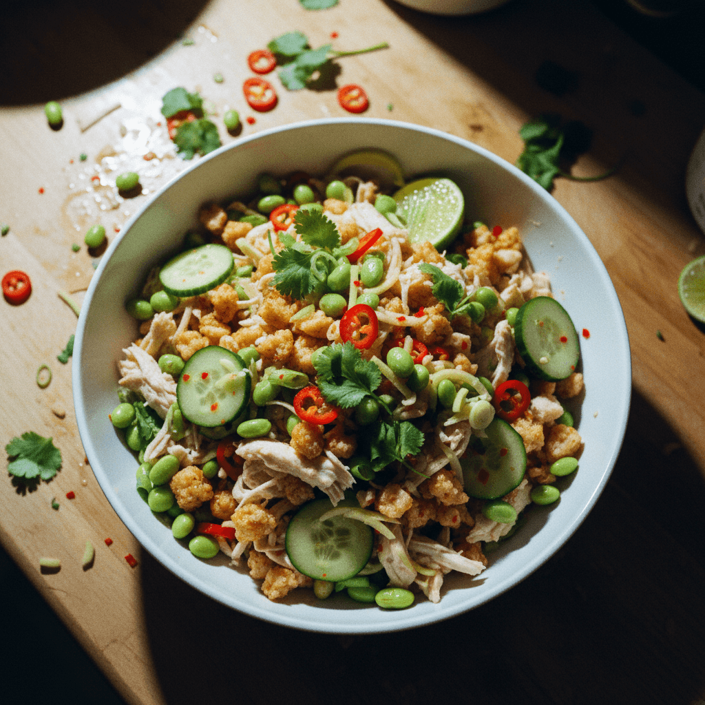 Hainanese Chicken Crispy Rice Salad