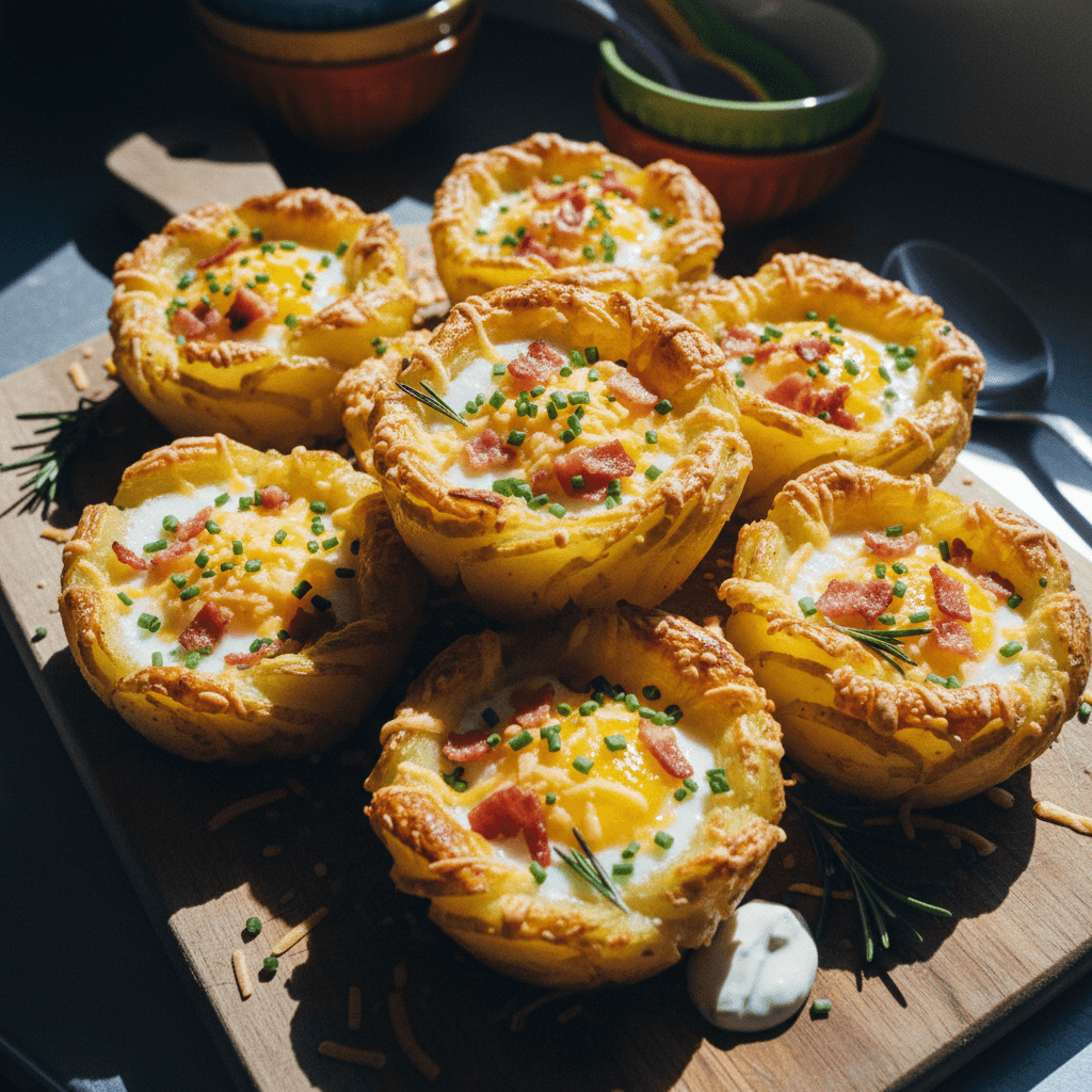 Baked Potato Egg Cups with Bacon and Cheese