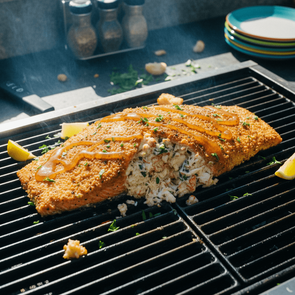Crab Stuffed Salmon on the Grill