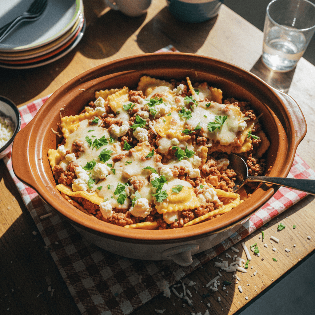 Crockpot Ravioli Lasagna