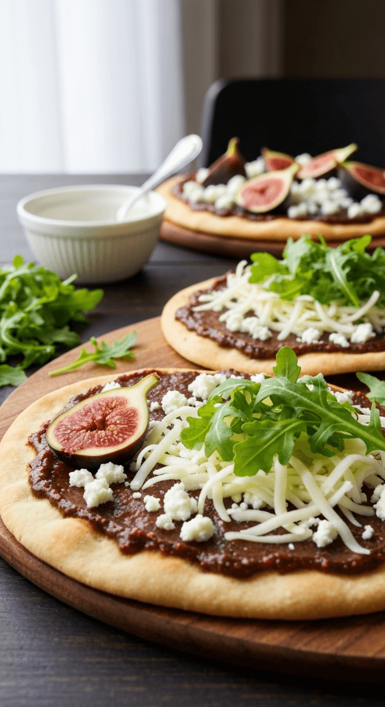 Fig and Goat Cheese Arugula Flatbreads