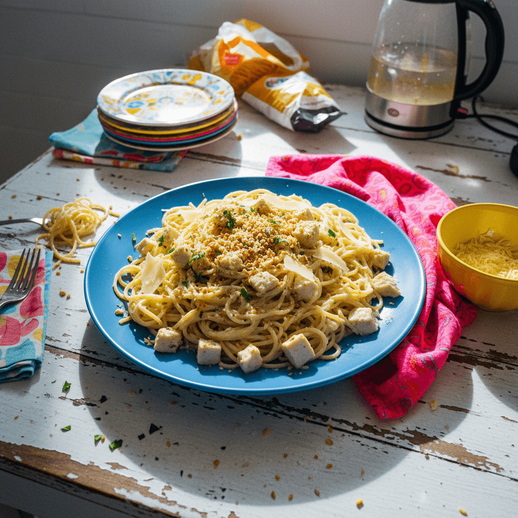 Artichoke Chicken Spaghetti Alfredo