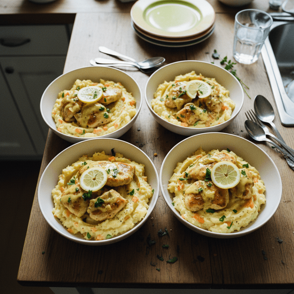 Creamy Lemon Garlic Chicken Bowls