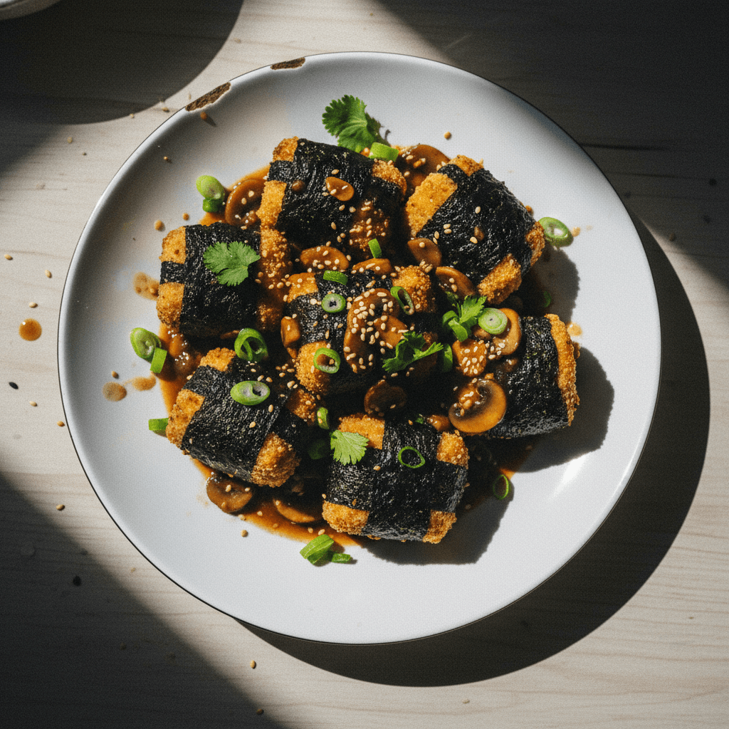 Nori Tofu in Mushroom Sauce