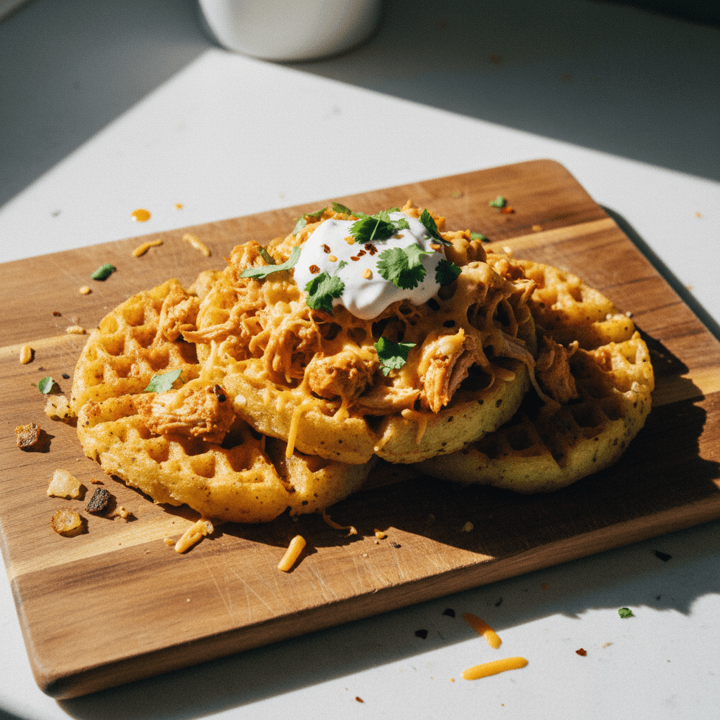 Loaded Chicken Potato Waffles