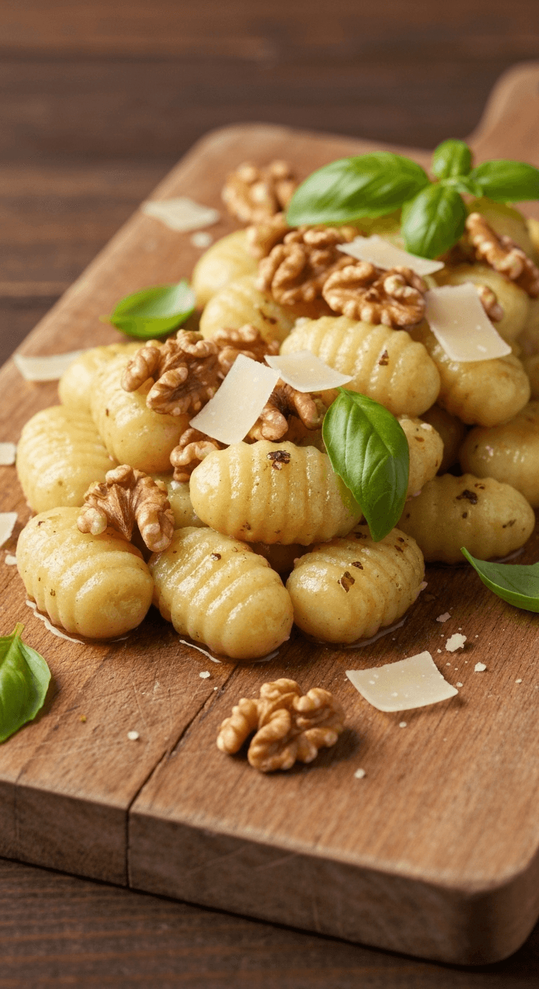 Pesto Gnocchi with Toasted Walnuts