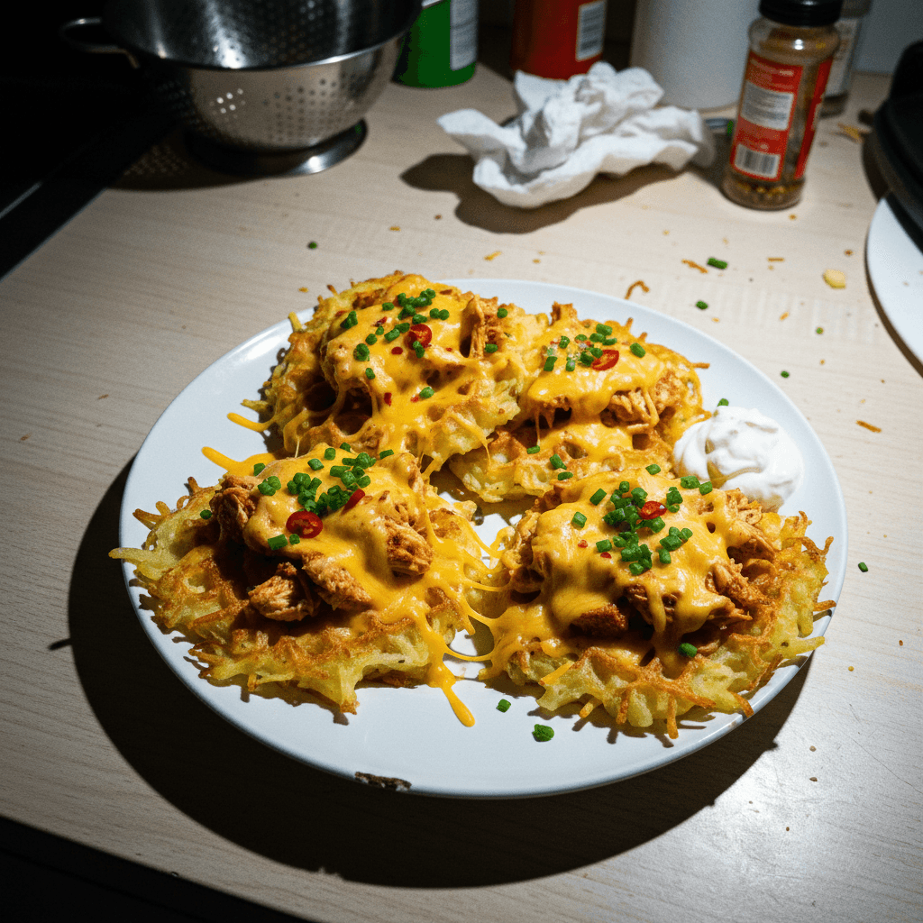 Cheesy Chicken Potato Waffles
